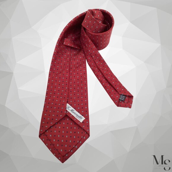 E. MARINELLA Burgundy Paisley Luxury Silk Tie Hand Made In Italy W: 3.75" EX CD - Picture 2 of 6